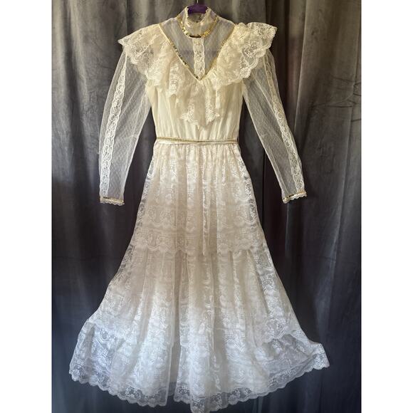 Vintage Candi Jones California Lace Prairie Dress. Gunne Sax Inspired - Picture 1 of 16